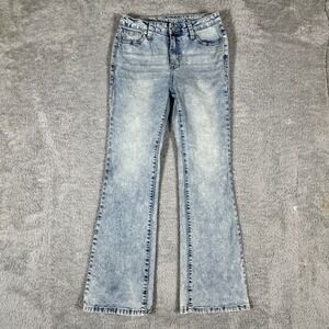 Urban Weekend Flare Jeans Womens Size 3 Blue Acid Wash Stretch Denim
